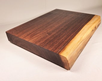 Hefty Black Walnut, Live Edge Cutting Board, 2&quot; thick Single-Plank Solid Walnut Board, Serving Board