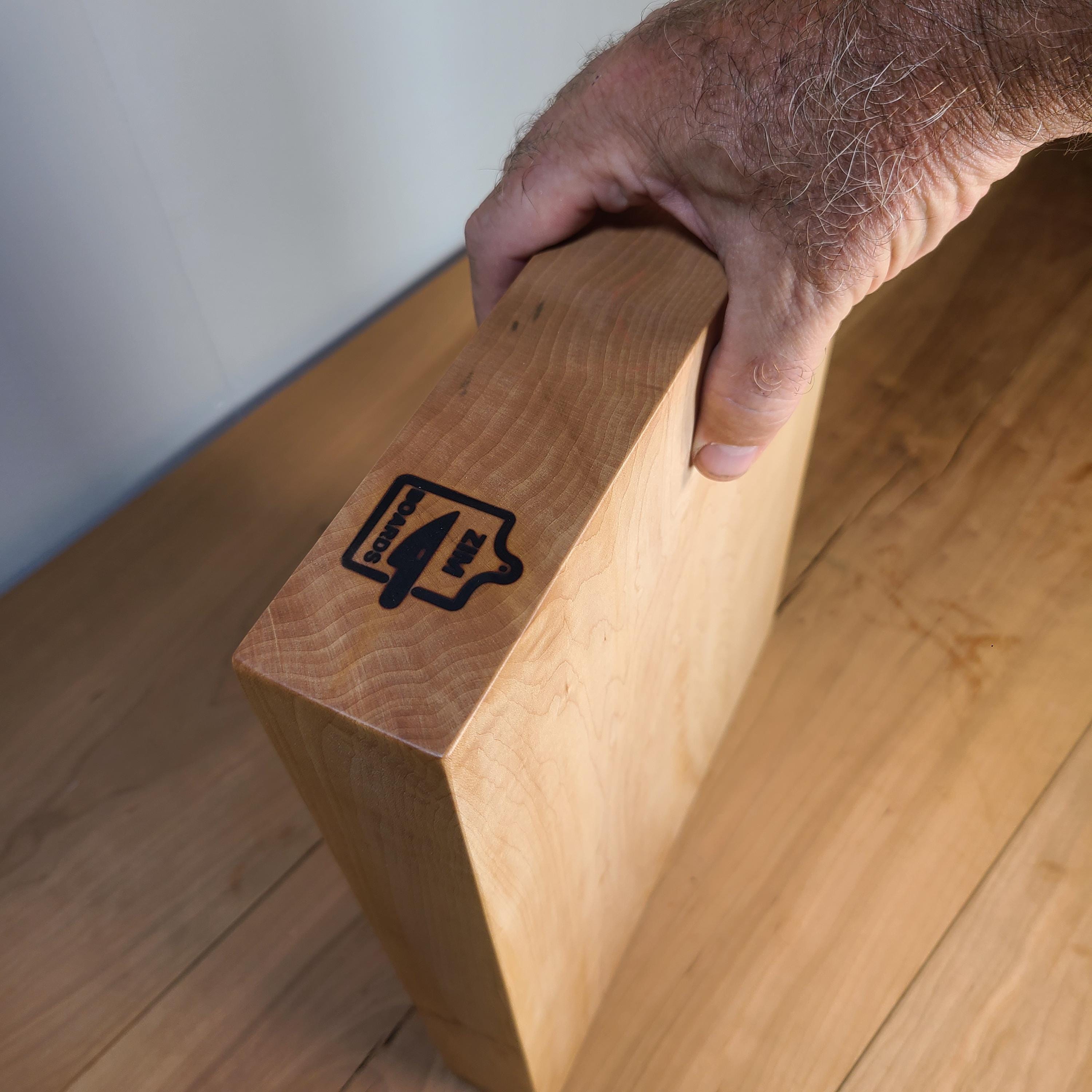 Maple Cutting Board, Hard Maple, Solid 2" Thick Sugar Maple, Modern Style Flat Edge