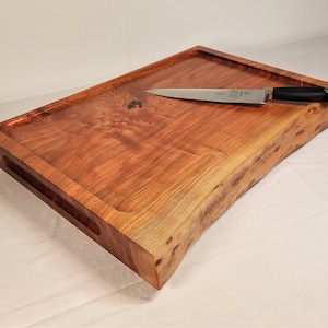 Large Cherry Carving Board, Live Edge, Serving Board, Solid Single-Plank Cherry