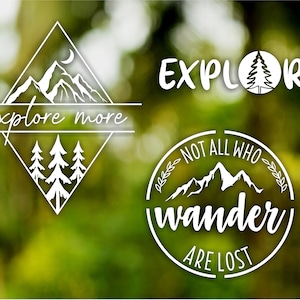 Erkunden Sie SVG-Set, erkunden Sie Abziehbilder, Abenteuer erwartet, nicht alle, die Wander sind verloren, svg, Cricut Sillhouette, Abenteuer-Aufkleber, Berg-Abziehbild,