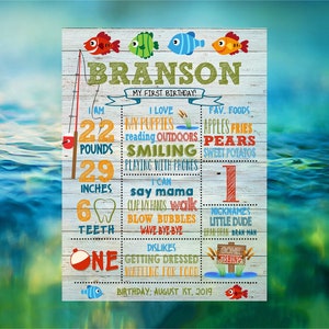 The Big One Fishing Birthday, The Big One Milestone Poster, The Big One Chalkboard sign, Digital Download, First Birthday, Milestone Poster