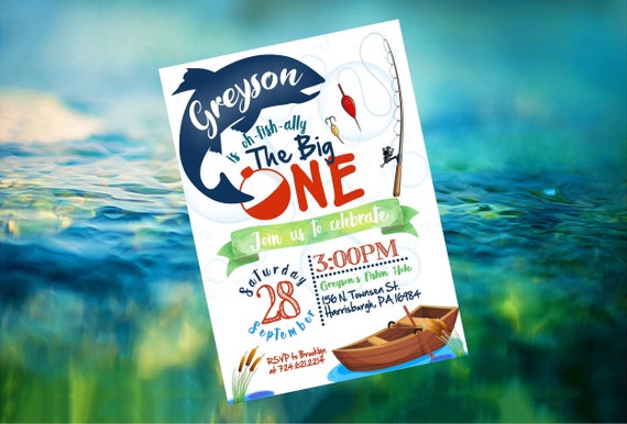 The Big One Fishing Birthday, 1st Birthday Fishing Theme, Fishing Birthday  Invite, Boy Birthday Invitation, The Big One