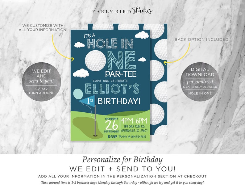 Hole in One Birthday Invitation Hole-in-one Golf Birthday | Etsy