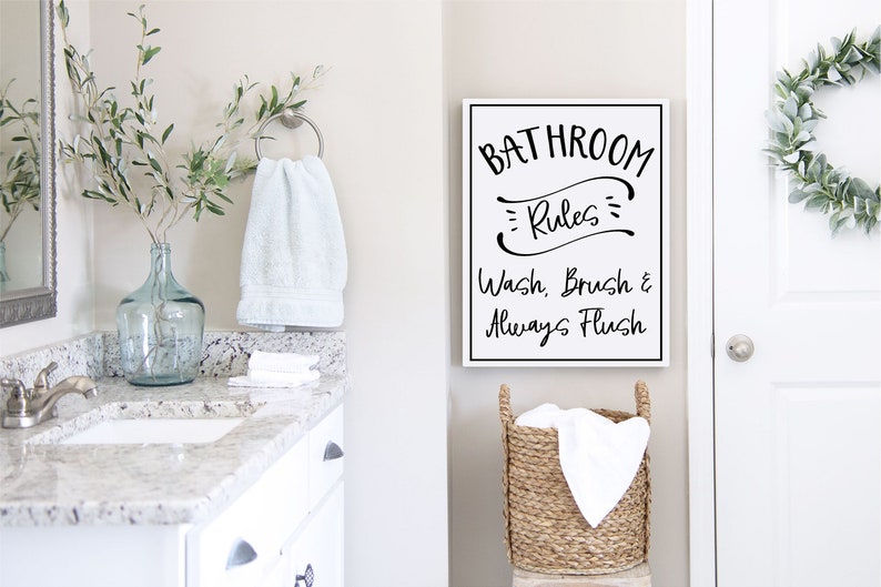 Bathroom Rules Wall Art Bathroom Canvas Print Home Décor Etsy