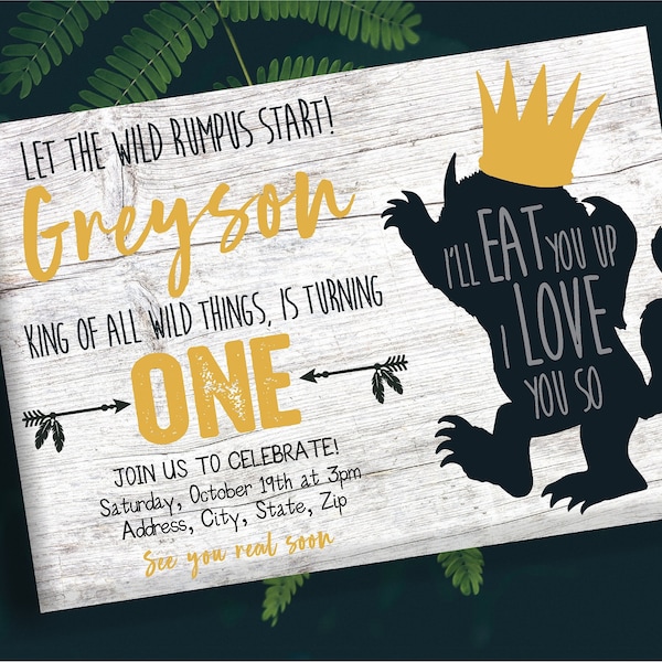 Wild One Birthday Invitation, Where The Wild Things Are Birthday Invitation, First Birthday Invite, Where the Wild Things Are