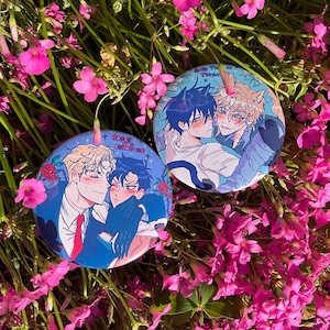 Insignias grandes de Rosas y champán x Marea baja en el crepúsculo, 75 mm, BL BoysLove Webtoon