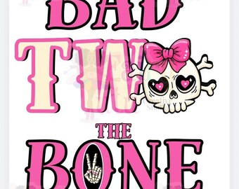 Diseño imprimible de camiseta para niño "Bad Two the Bone" (descarga digital)