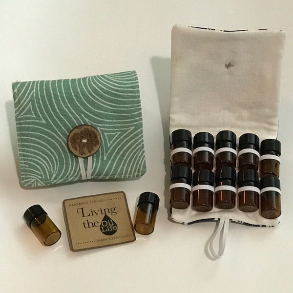 Small Essential Oil Case / Travel Oil Case / Mini Essential Oil Case / Essential Oil Storage / Small Oil Bag / Green Swirls