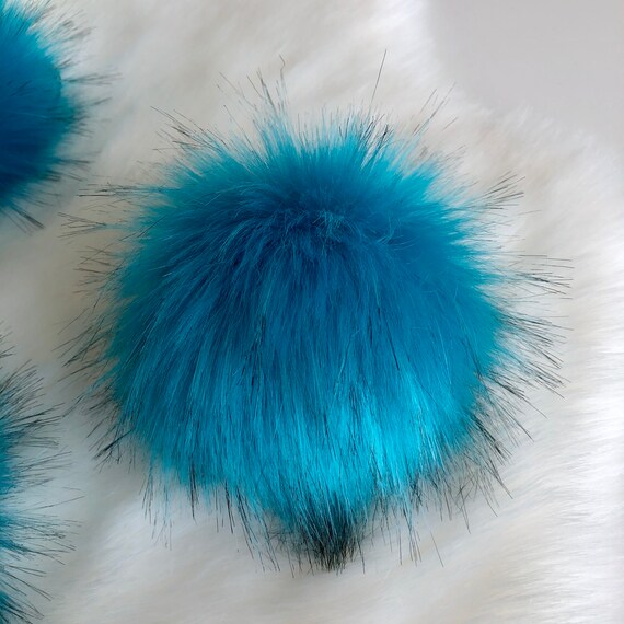 TEAL VIBE Teal Blue Faux Fur Pom Pom 