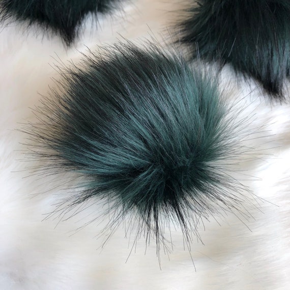 GREEN GEM Dark Green Faux Fur Pom Pom 