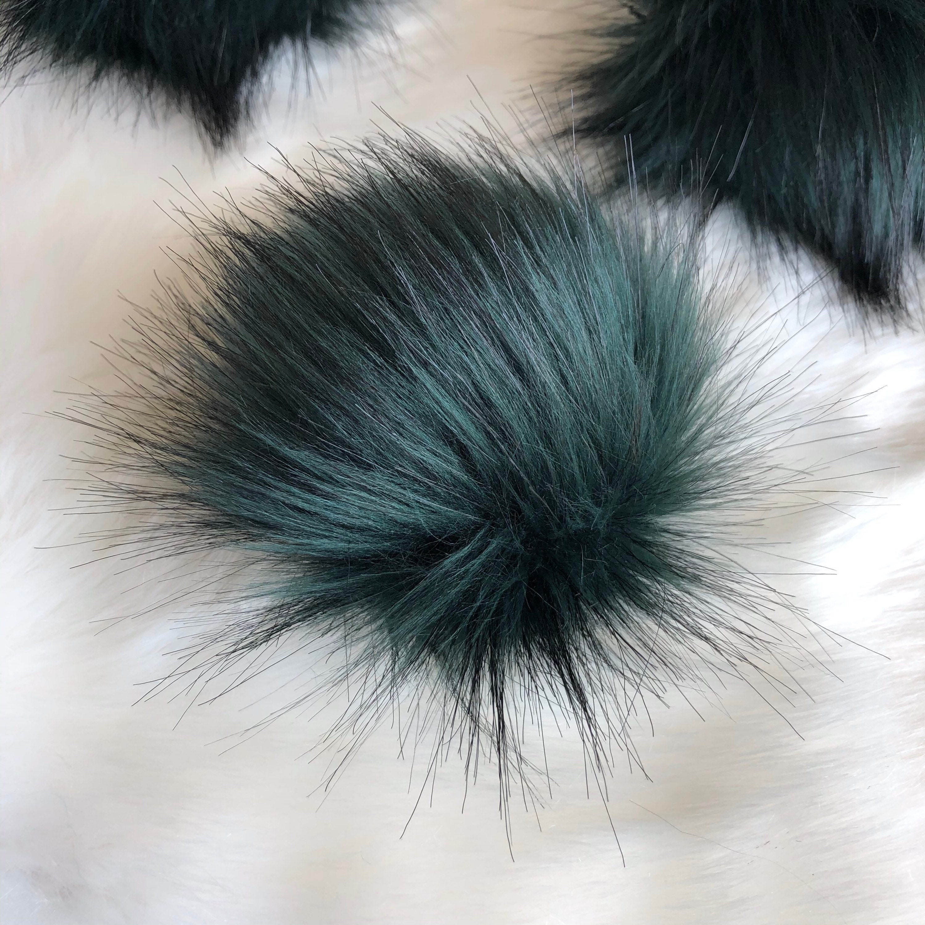 GREEN GEM Dark Green Faux Fur Pom Pom Removable Pom Pom Etsy UK