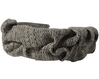 Grey Tweed Ruched Headband