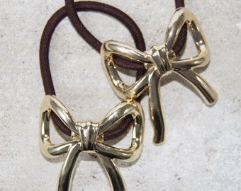 Gold Bow Ponytail Holder