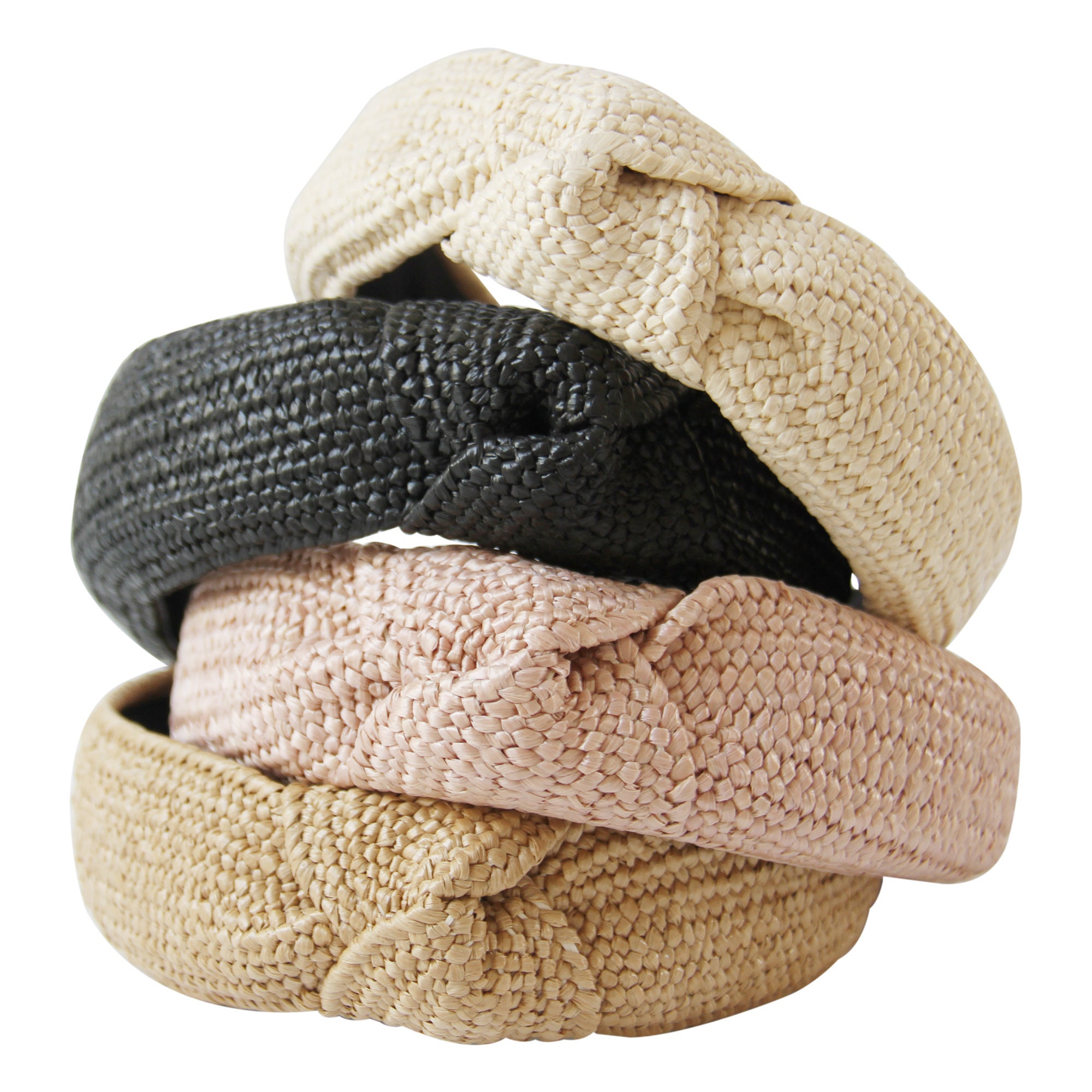 Blush Raffia Knotted Headband Etsy