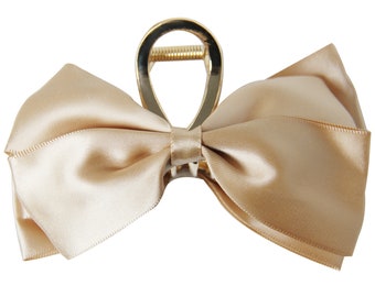 Champagne Bow Large Hair Claw