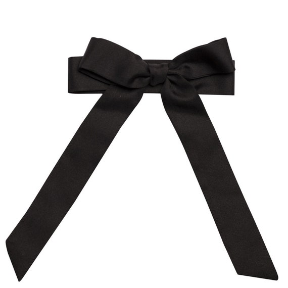 Black Silk Ribbon Hair Bow 