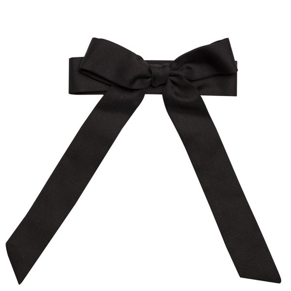 Black Silk Ribbon Hair Bow