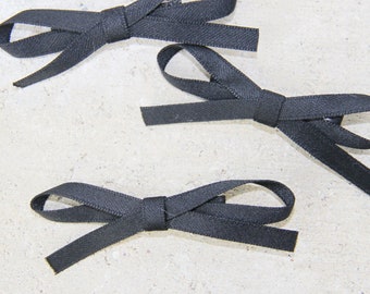 Set of 3 Black Ribbon Bow Hair Clips