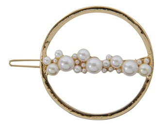 Large Pearl and Gold Ring Hair Clip