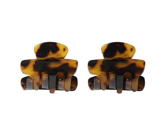 Set Of 2 Tortoiseshell Resin Mini Hair Claws