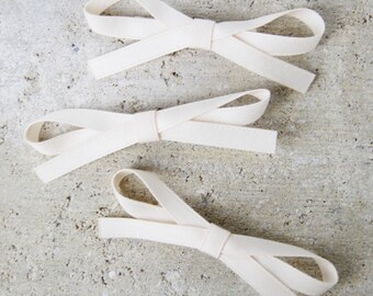 Set of 3 Cream Ribbon Bow Hair Clips