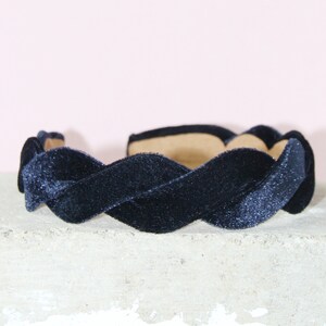 Navy Blue Velvet Wave Headband