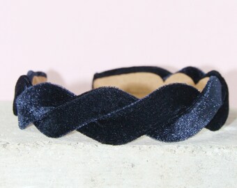 Navy Blue Velvet Wave Headband