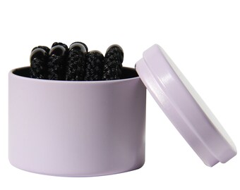 Black Hair Tie Set in a Lilac Tin