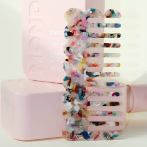 Scalloped Edge Resin Multi Coloured Hair Comb