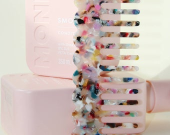 Scalloped Edge Resin Multi Coloured Hair Comb