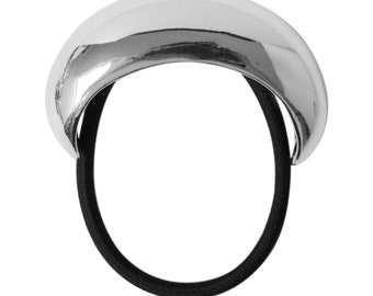 Oversized Sleek Silver Ponytail Holder