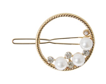 Pearl and Crystal Ring Hair Clip