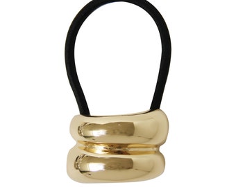 Statement Double Glossy Gold Ponytail Holder