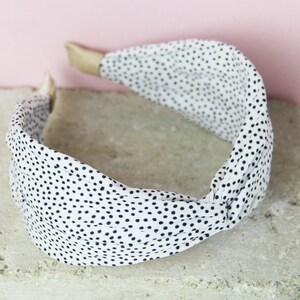 White and Black Polka Dot Twist Headband