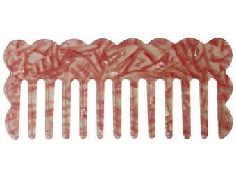 Scalloped Edge Resin Pink Opal Hair Comb