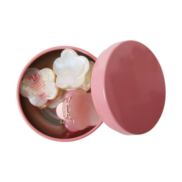 Ensemble de 6 mini griffes à cheveux en forme de fleur dans une boîte rose