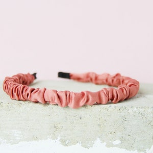 Narrow Coral Ruched Headband