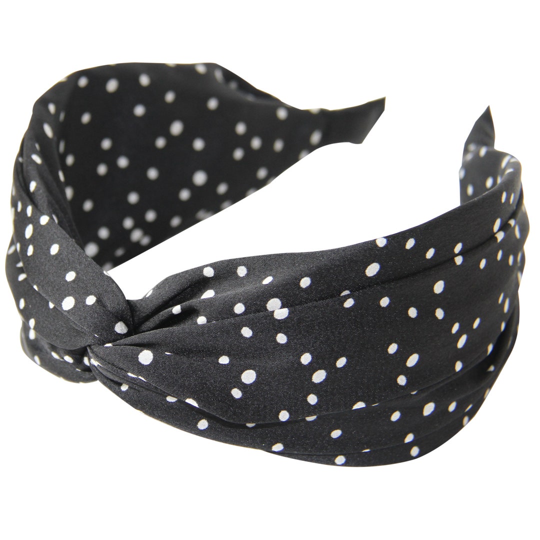 Black Polka Dot Twist Headband - Etsy