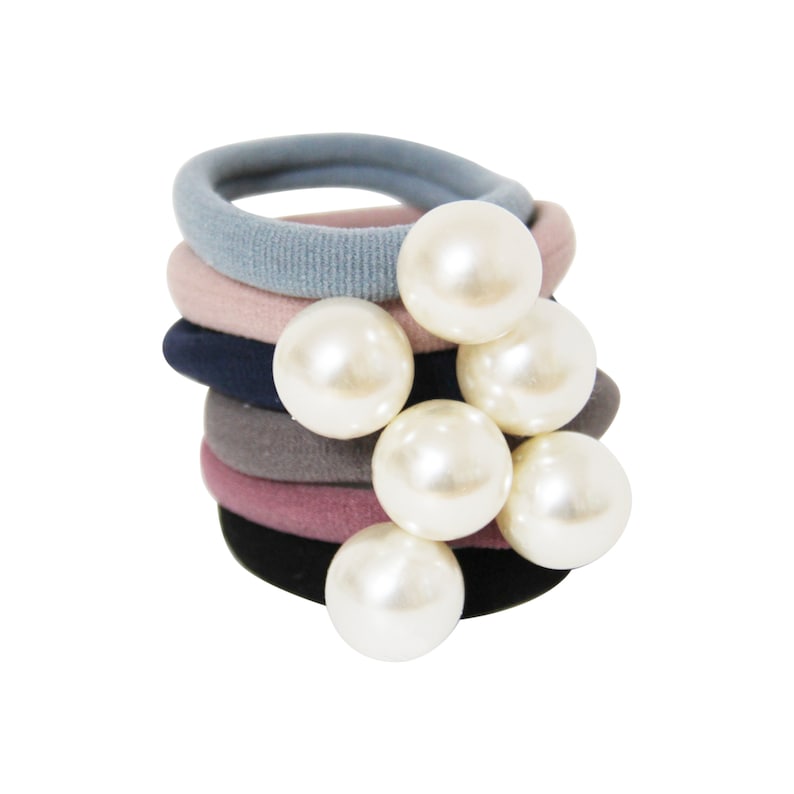 Set of 6 Statement Pearl Hair Ties image 0