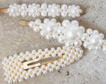 Set of 3 Statement Pearl Hair Clips