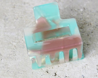 Green and Pink Resin Medium Hair Claw