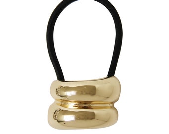 Statement Double Glossy Gold Ponytail Holder