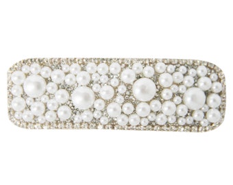Pearl and Crystal Snap Rectangle Hair Clip