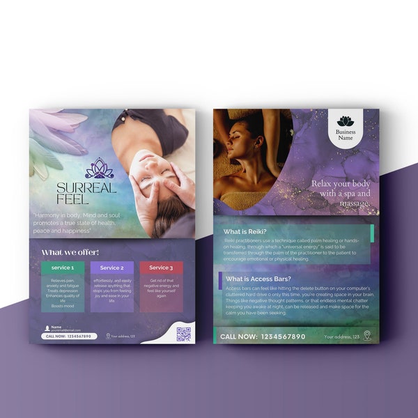Massage Therapy Brochure Template Etsy