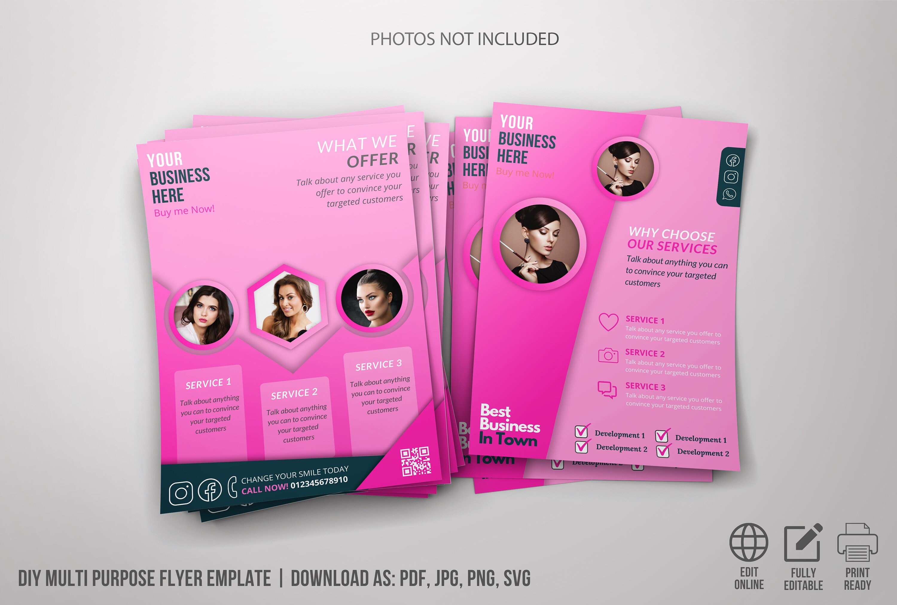 Flyer template flyer design canva template Multipurpose Etsy