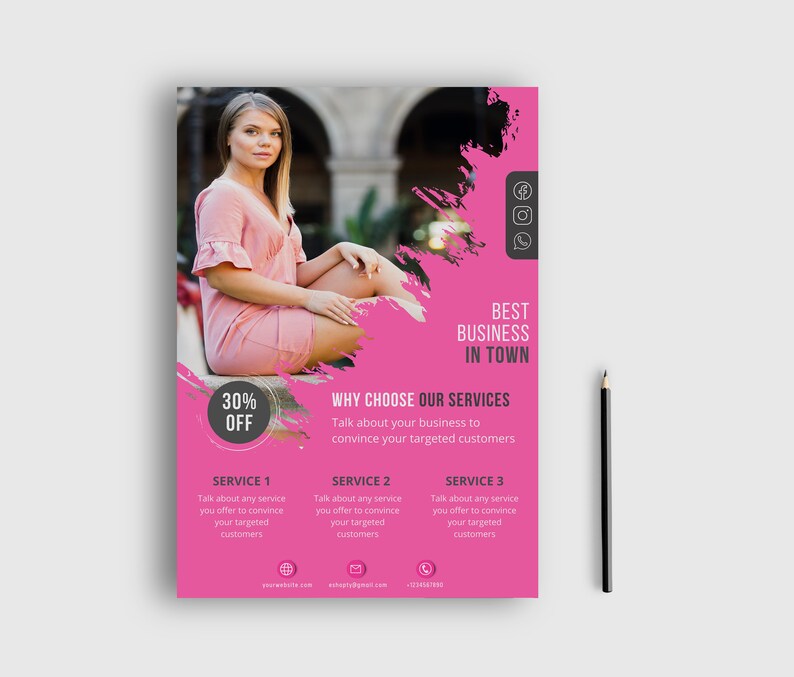 Flyer Template Flyer Design Canva Template Multipurpose Etsy