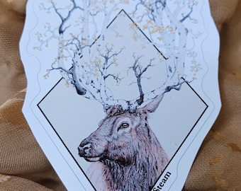 Autumn Elk Sticker | Unusual Forest Animal Stickers