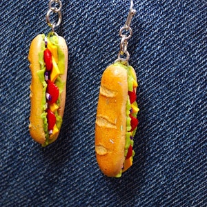 Sub Sandwich Earrings – Miniature Food Accessories – Handmade Customizable Food Earrings, Fun Dangle Jewelry