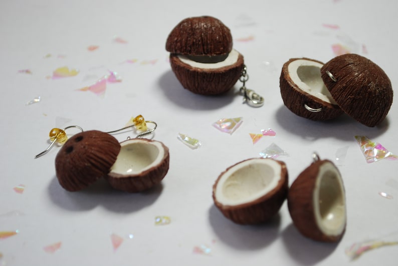 Handmade Coconut Charm Set: Tropical Jewelry for Keychains & Necklaces ...