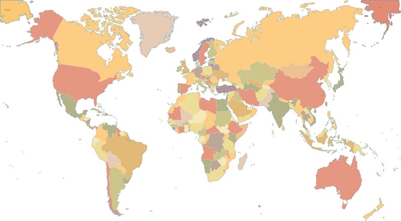 World Map SVG/ World Map Clipart Png/Shape Global Map Svg/ | Etsy